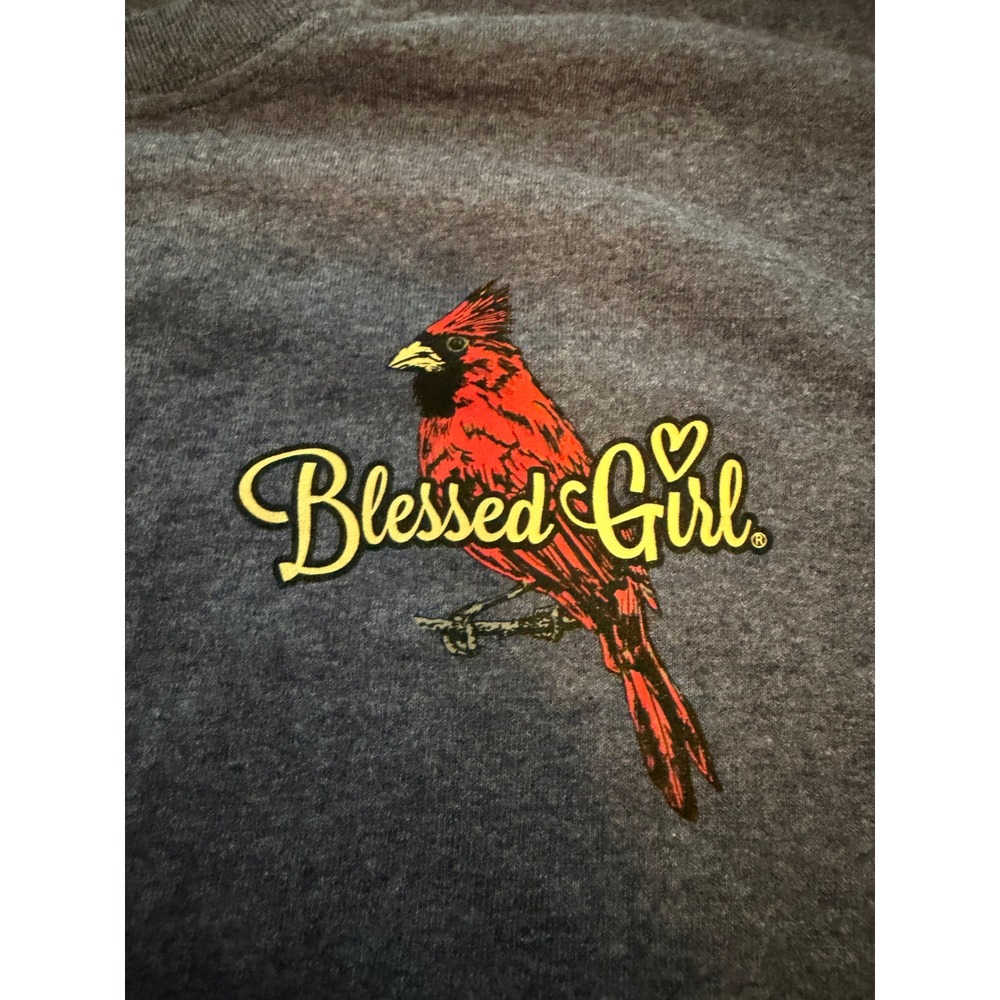 Blessed Girl Give Thanks Cardinal Long Sleeve Graphic Tee Heather Navy XL